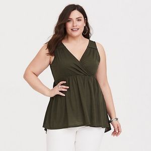 NWOT Torrid Olive Green Babydoll Tank